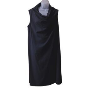 Peter O'Mahler Black Waterfall Midi Dress 12 Elegant Evening Office Party